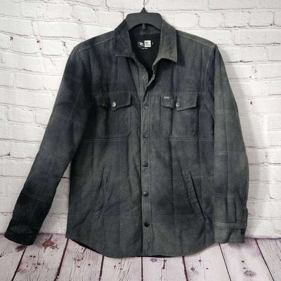 Rip Curl Quilted Fabric Jacket Stoned Washed Blue With PockeSnap Buttons Small - Picture 1 of 11
